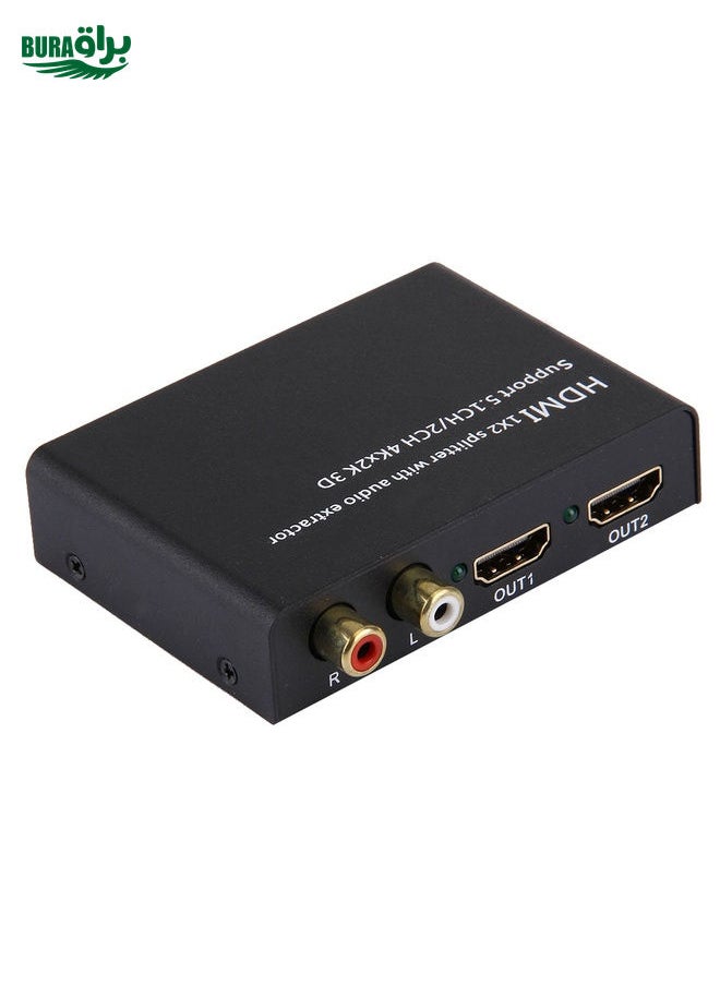 BURAQ - محول HDMI 1x2 مع مُستخلص صوت، يدعم 5.1CH / 2CH، 4Kx2K، 3D - Image 1