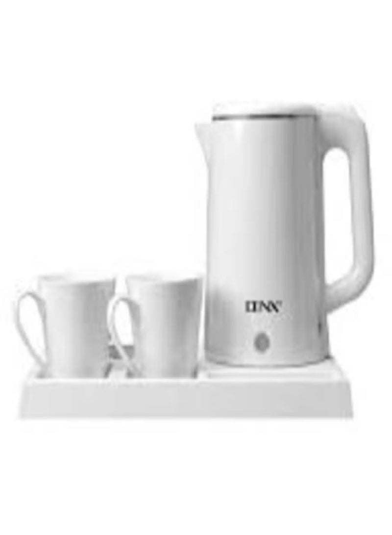 Denx Small Electric Kettle 1.8L 1500W with Tray and Two Cups - Image 1
