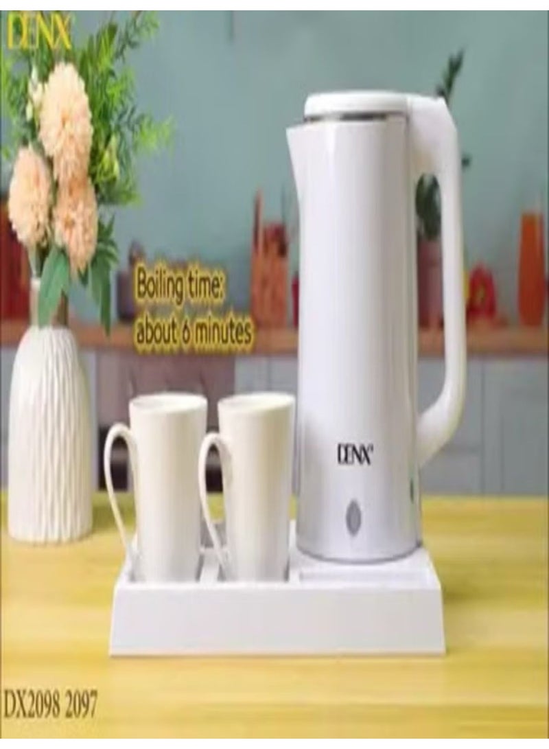 Denx Small Electric Kettle 1.8L 1500W with Tray and Two Cups - Image 2