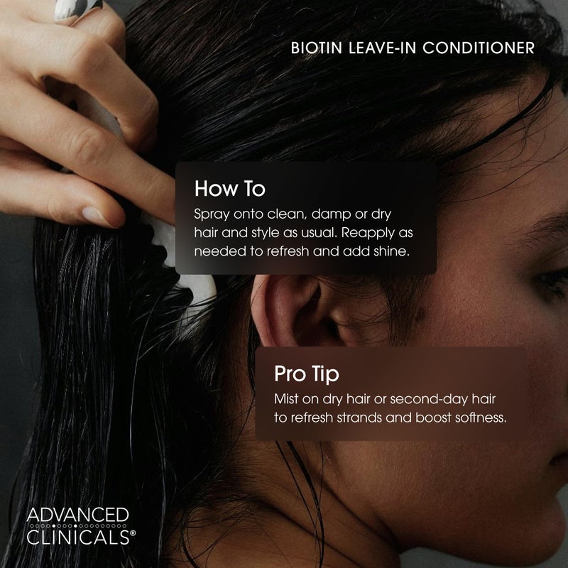 Advanced Clinicals Hair Spray Thicken & Shine Leave In Treatment, Nourishing Detangling Formula for Fine, Damaged, or Frizz Prone Hair, Supports Scalp Health for Strong Thick Hair, 8 Fl Oz - Image 4