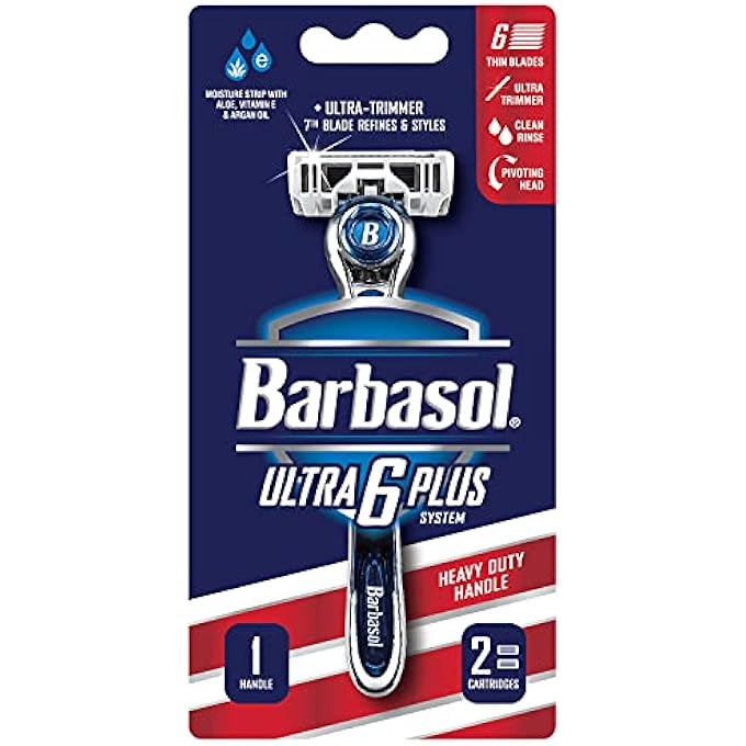 Barbasol Ultra 6 Plus Mens Razor with 2 Razor Blade Refills 1 Handle  2 Cartridges Mens RazorsBlades - Image 2