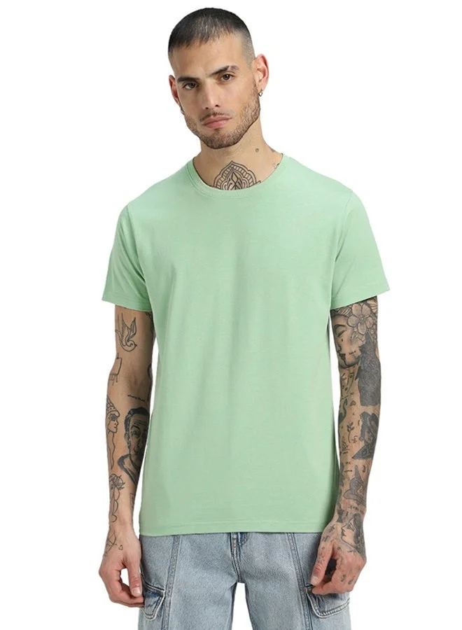 فيردو تيشيرت فيردو قطن نقي رجالي أخضر ضبابي نصف كم بقصة عادية