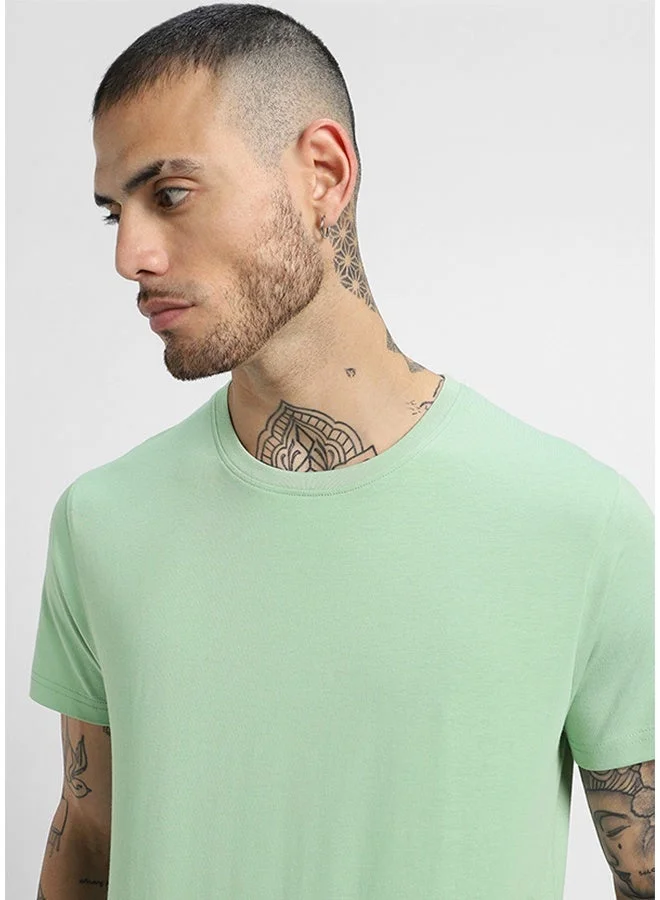 فيردو تيشيرت فيردو قطن نقي رجالي أخضر ضبابي نصف كم بقصة عادية