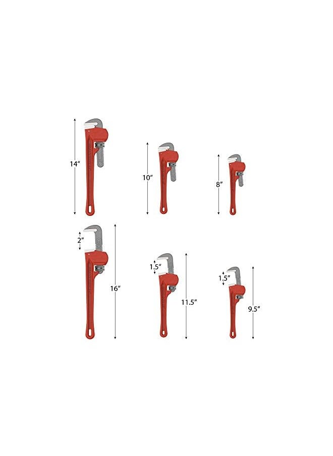Stalwart - مفتاح ربط الأنابيب 75-HT3012 من Stalwart، مجموعة مكونة من 3 قطع بمقاس 14 بوصة و10 بوصة و8 بوصة - مفاتيح يدوية لتحسين المنزل مع فكين قابلين للتعديل وحقيبة تخزين من - Image 1