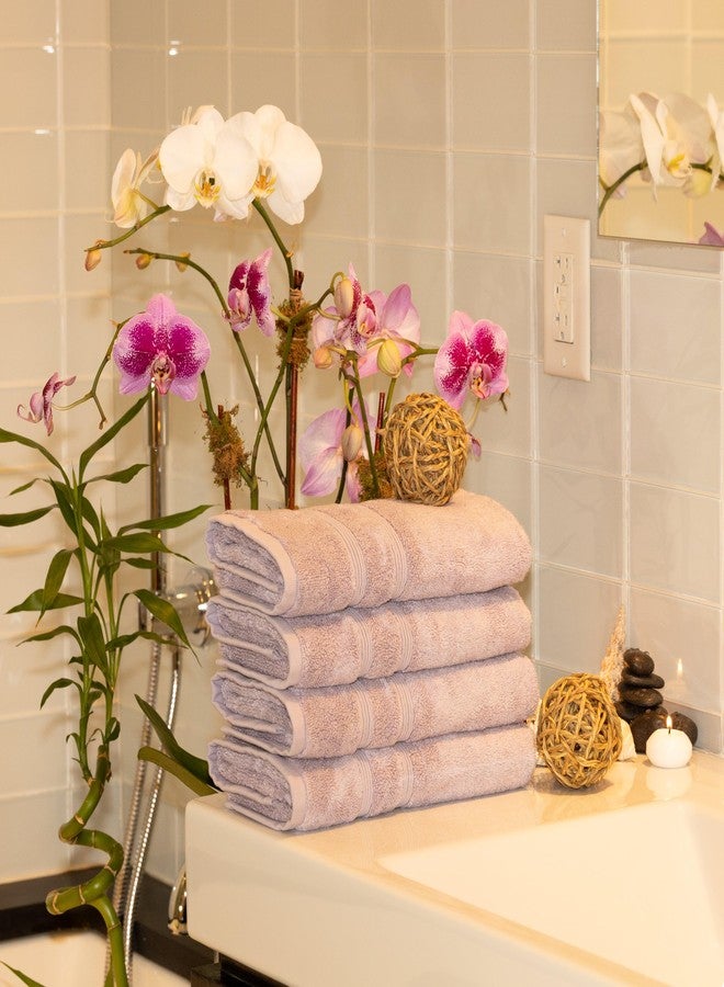 Mosobam Luxury Turkish Set of 4 Hand Towels 16X30 Lavender Aura 700 GSM Bamboo Viscose & Aegean Turkish Combed Cotton - Image 2