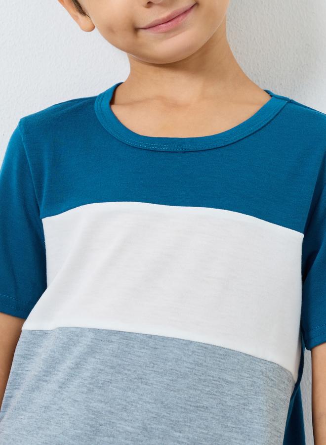 ستايلي طقم من بنطال جوغر وتيشيرت بنمط كُتل الألوان - Image 3