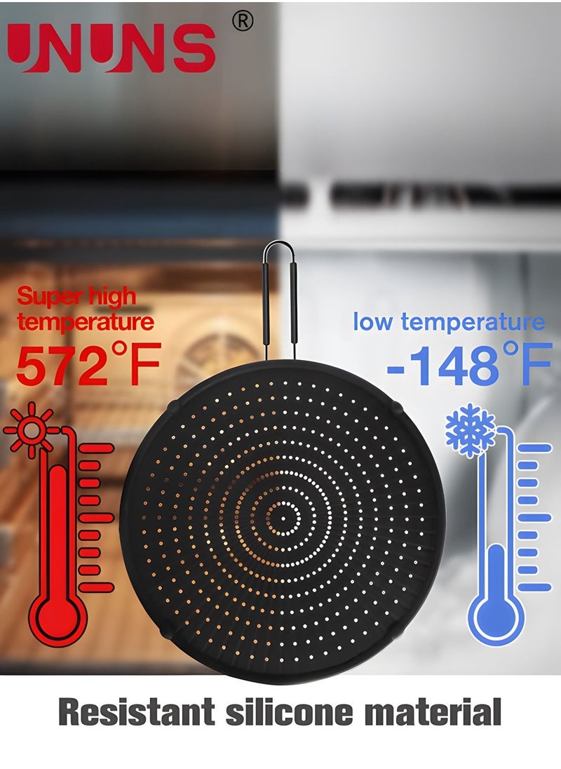 UNUNS Silicone Splatter Screen  for Frying Pan 13”,Multi-Use Grease Splatter Guard Heat Resistant To Hot Oil Food Safety Oil Splash Guard  - Image 3