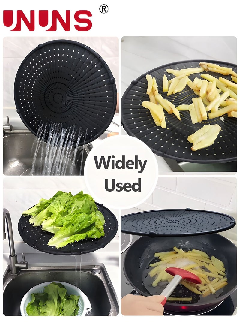 UNUNS Silicone Splatter Screen  for Frying Pan 13”,Multi-Use Grease Splatter Guard Heat Resistant To Hot Oil Food Safety Oil Splash Guard  - Image 5