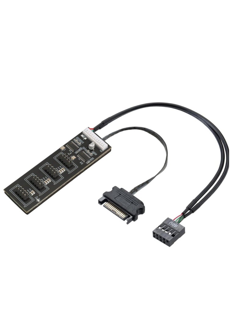 Captaintech 9Pin USB Header Splitter, with SATA Power Cable, 4 Internal USB 2.0 Ports, USB Header Extension Cable, USB 2.0 Splitter Connector, Adapter Port Multiplier for CPU Fans, RGB Lights, WiFi Receiver - Image 1