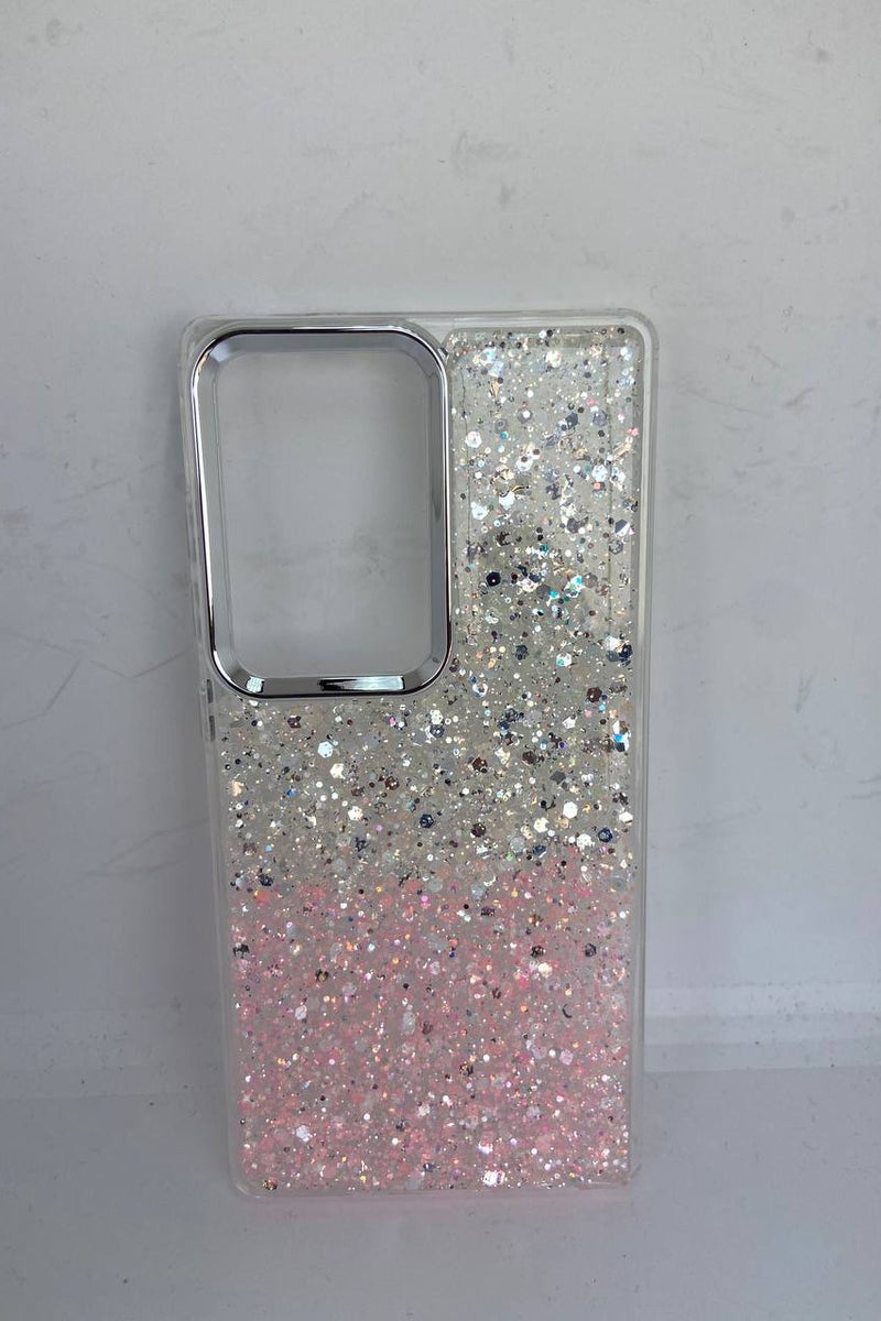 Case For iPhone Case, Clear Glitter Bling Sparkly, Soft TPU Frame Bumper, Hard-Back Cover for Women & Girls, Transparent Protective Phone Case (Glitter Pink & Silver, Samsung Galaxy S25 Ultra) - Image 1