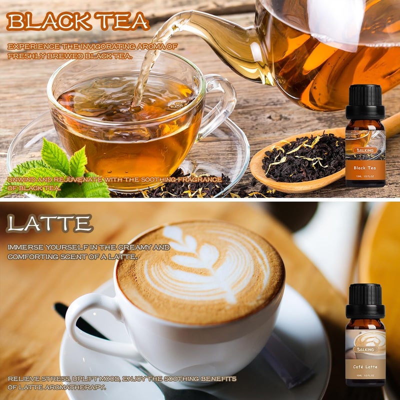 Coffee Shop Fragrance Oils Set, Premium Essential Oils Set for Diffuser, Scented Oil for Soap & Candle Making - Blueberry Pancakes, Coffee, Café Latte, Hot Chocolate, French Vanilla, Black Tea - Image 5