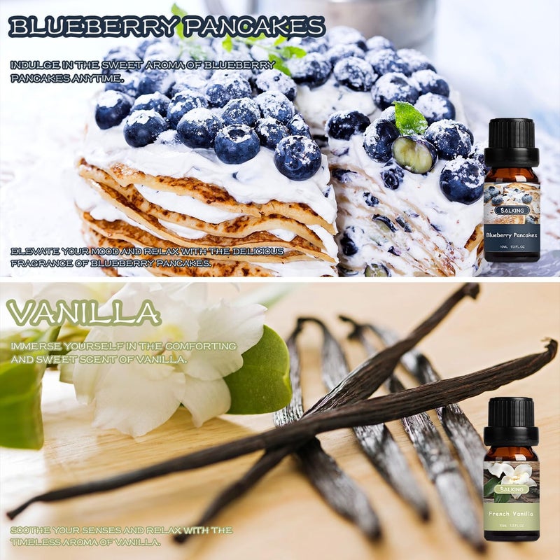 Coffee Shop Fragrance Oils Set, Premium Essential Oils Set for Diffuser, Scented Oil for Soap & Candle Making - Blueberry Pancakes, Coffee, Café Latte, Hot Chocolate, French Vanilla, Black Tea - Image 3