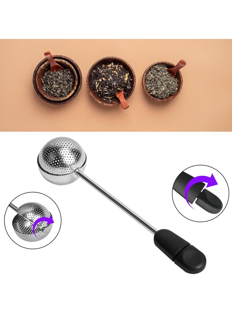 SYOSI - Long Handle Twisting Tea Ball, 2Pcs Premium Tea Infuser Filter for Loose Leaf Tea, Reusable Fine Mesh Tea Interval Diffuser Strainer for Cup and Teapot - Image 1