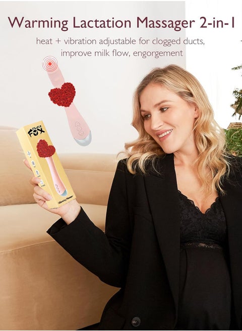 Soft Breast Massager for Breastfeeding Heat and Vibration Adjustable for Clogged Ducts, Improve Milk Flow Engorgement