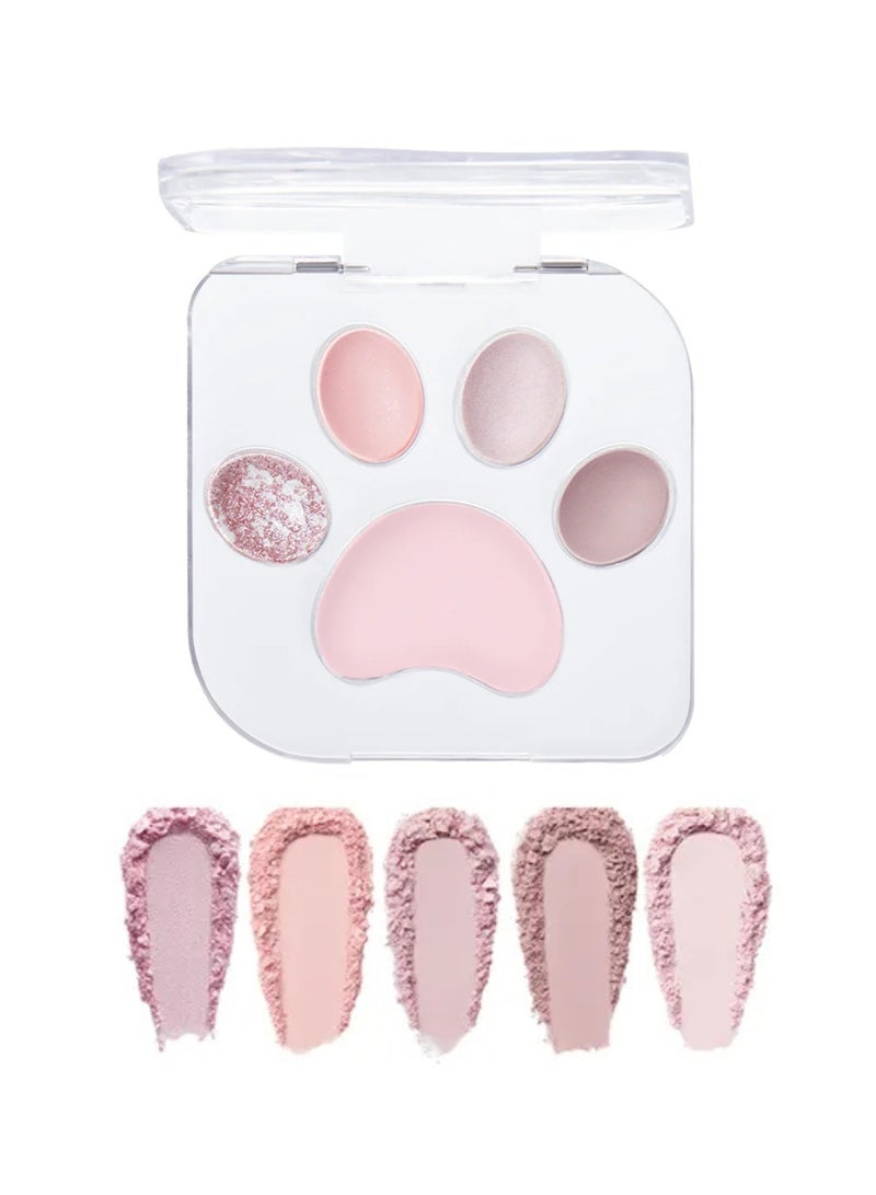 MilleFee Adorable Meow Paws Eyeshadow Palette 5 Shades All-in-one Glitter Makeup Palette 01 Amaenbo - Image 1