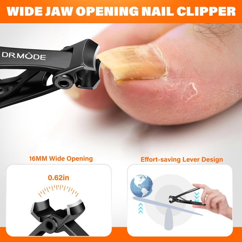 DRMODE Toenail Clippers for Thick Toenails, Long Handled Toe Nail Clippers for Thick Nails for Seniors with Wide Opening, Professional Stainless Steel Slanted Curved Ingrown Toenail Clippers for Men - Image 3