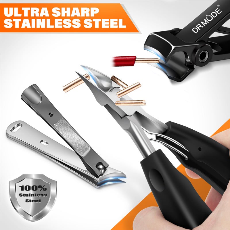 DRMODE Toenail Clippers for Thick Toenails, Long Handled Toe Nail Clippers for Thick Nails for Seniors with Wide Opening, Professional Stainless Steel Slanted Curved Ingrown Toenail Clippers for Men - Image 5