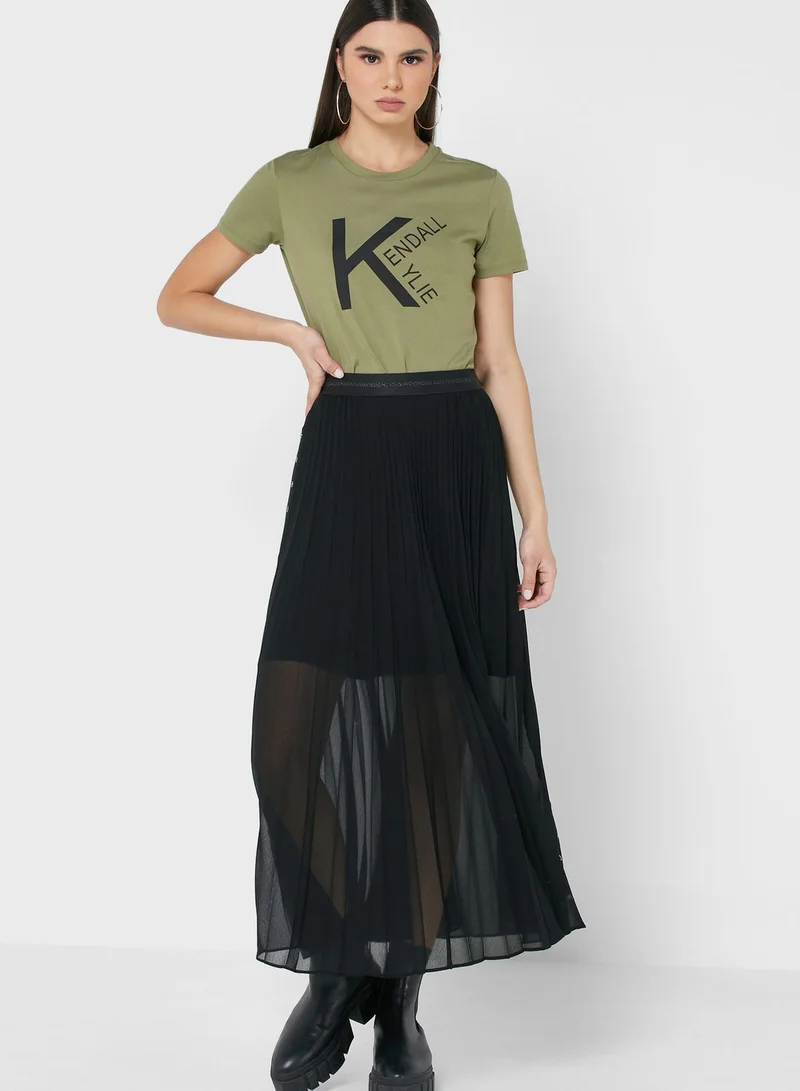 KENDALL + KYLIE Crew Neck Logo T-Shirt
