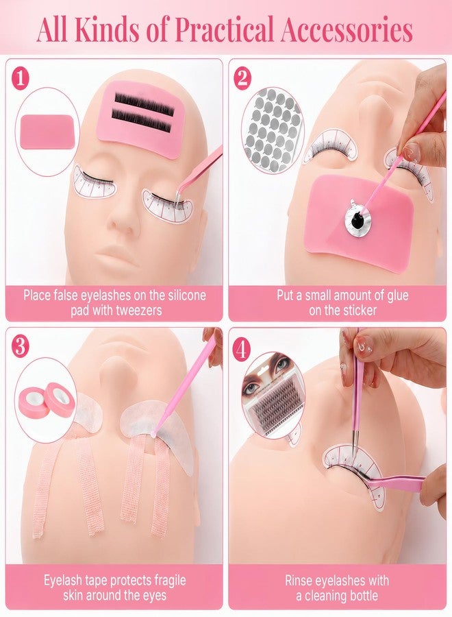 MAJOR DIJIT Lash Kits Extensions Kit for Beginners Eyelash Lash Extension Kit for Beginners with Lash Mannequin Head Lash Extension Practice Kit Starter Kit with Everything (Pink-C) - Image 3
