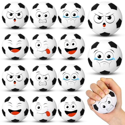 Arrowbash 12 Pcs Small Soccer Stress Balls 325 Mini Face Squeeze Foam Balls for Stress and Anxiety Relief and Sport Party Favors Birthday Gift Decoration - Image 1