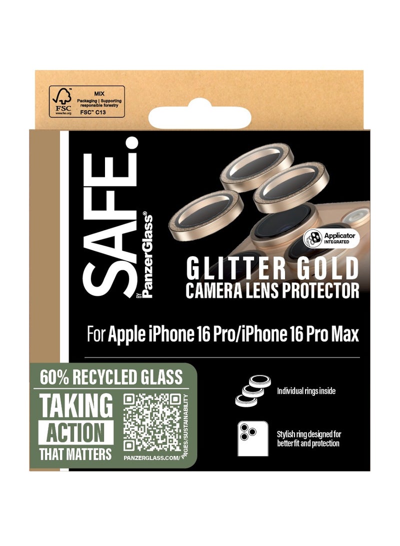 PanzerGlass حماية من بانزر جلاس® لحماية عدسة الكاميرا لجهاز آيفون 16 برو | 16 برو ماكس باللون الذهبي، حماية من الخدوش والسقوط - مع مساعدة في التركيب لتسهيل التثبيت، حماية أنيقة - Image 3