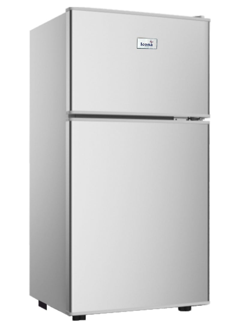 ICONA - Icona Mini Fridge, 90L Double Door Refrigerator Freezer with Heavy Duty Compressor, Lock & Key – Ideal for Home, Office, and Dorm Use - Image 1