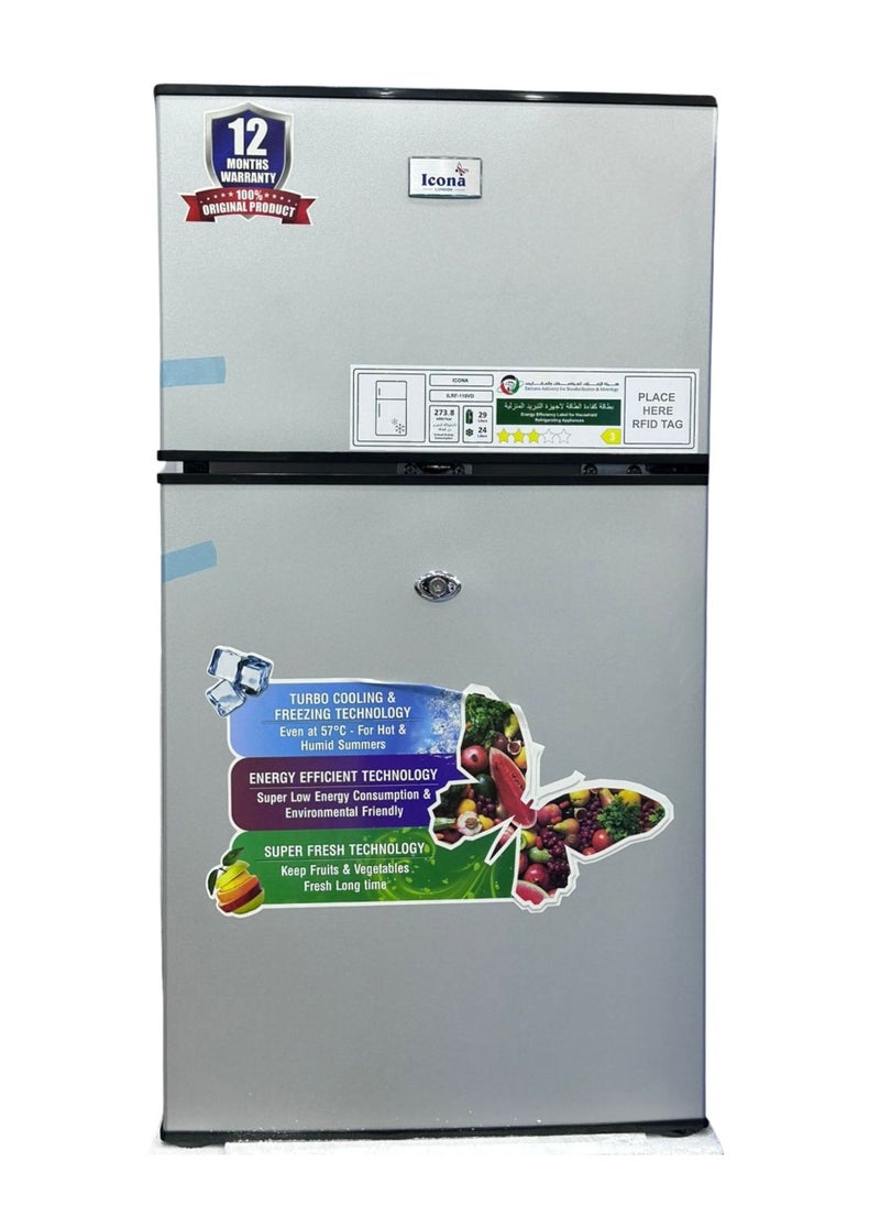 ICONA - Icona Mini Fridge, 90L Double Door Refrigerator Freezer with Heavy Duty Compressor, Lock & Key – Ideal for Home, Office, and Dorm Use - Image 1