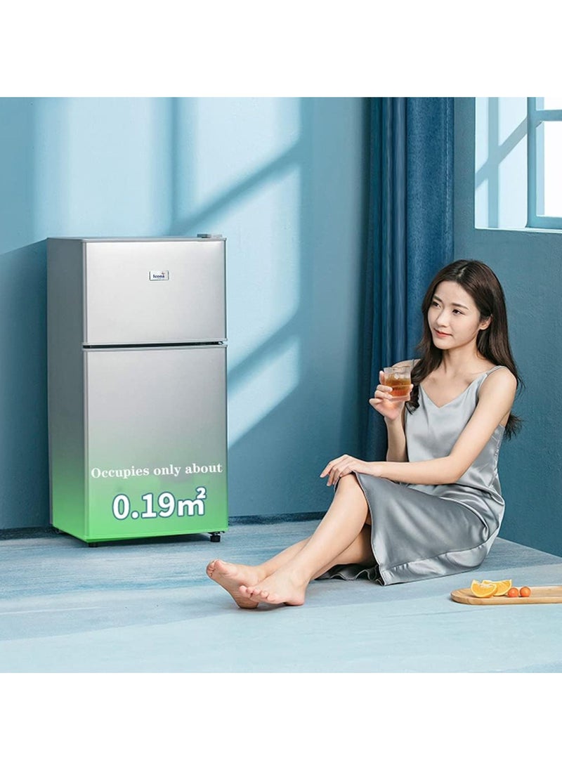 ICONA - Icona Mini Fridge, 90L Double Door Refrigerator Freezer with Heavy Duty Compressor, Lock & Key – Ideal for Home, Office, and Dorm Use - Image 1
