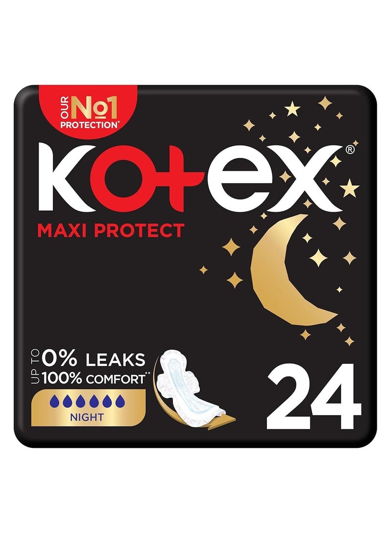 كوتكس 24 قطعة من وسادات Maxi Protect السميكة - حماية ليلية بأجنحة آمنة!