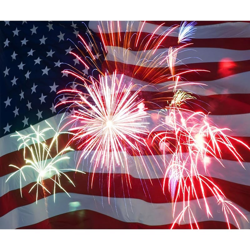 OFILA American Flag and Fireworks Photo Backdrop 10x8ft 4th of July Independence Day Photography Backdrop National Flag - Image 2