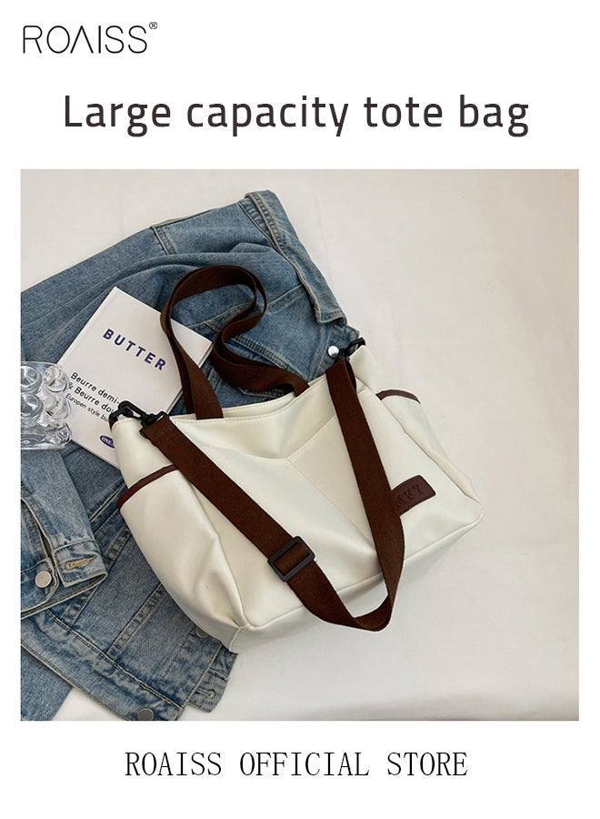 roaiss Large Capacity Shoulder Bag Durable Macaron Color Scheme Smooth Zipper Solid Color Tote Bag - Image 4