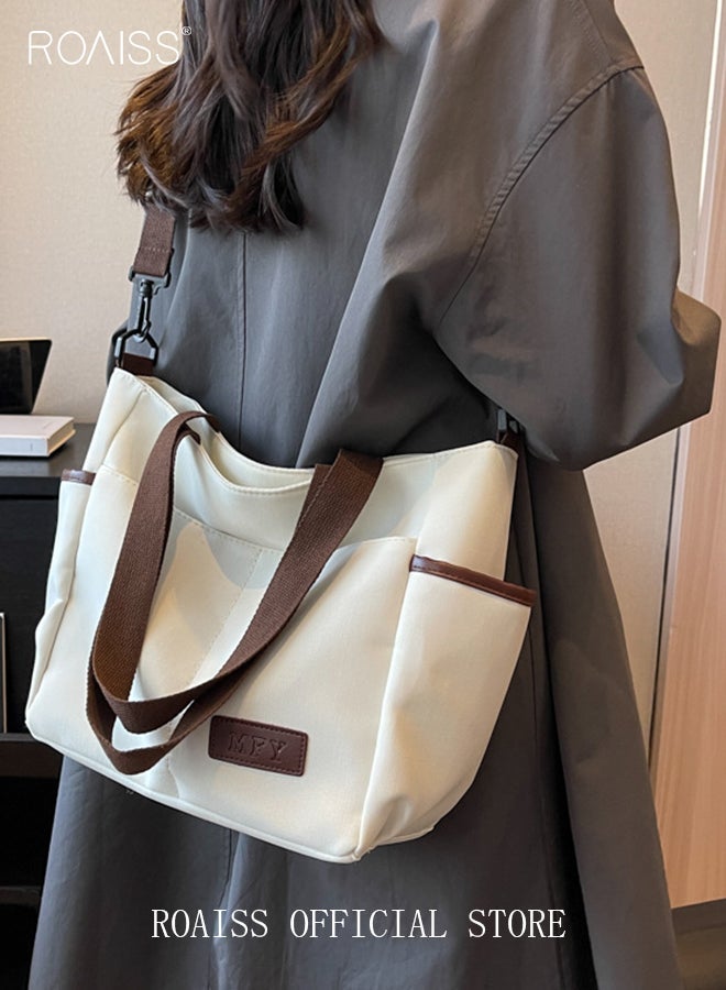 roaiss Large Capacity Shoulder Bag Durable Macaron Color Scheme Smooth Zipper Solid Color Tote Bag - Image 2