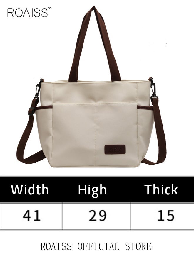 roaiss Large Capacity Shoulder Bag Durable Macaron Color Scheme Smooth Zipper Solid Color Tote Bag - Image 5