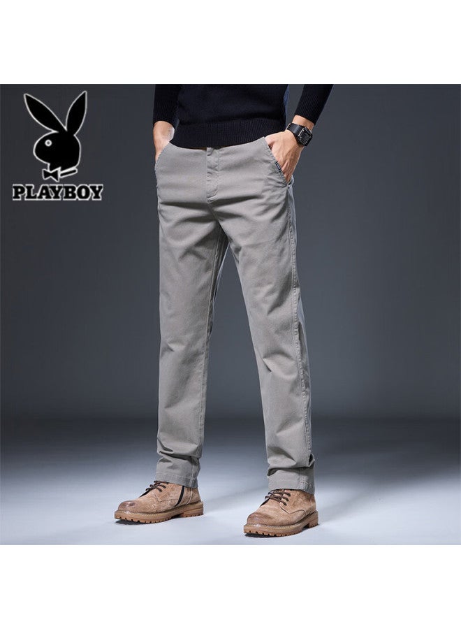 Playboy High-end Men's Casual Pants Autumn Winter New Loose Straight Elastic Fashion Trendy Versatile Business Trousers For Men - Image 1