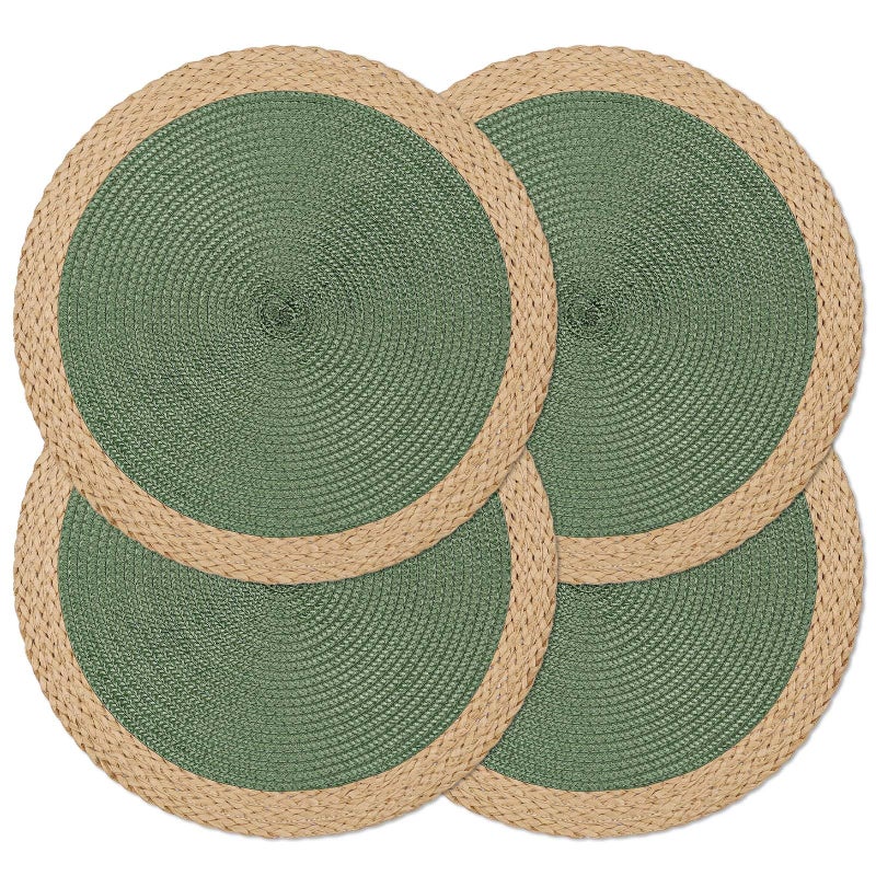 Noctiflorous مجموعة المظورين المستديرة المستديرة في Noctiflorous مجموعة من 4 حصير طاولة 15 بوصة مقاومة للحرارة قابلة للغسل لطاولة الطعام غير المنقولة في الهواء الطلق في الهواء - Image 1