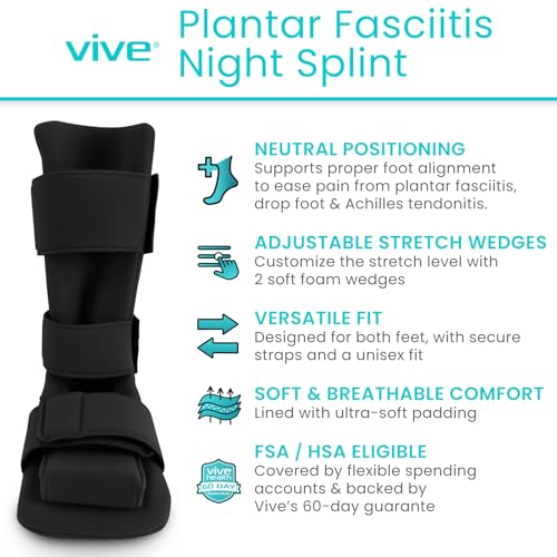 Vive Plantar Fasciitis Night Splint Plus Trigger Point Stretch Wedges Soft Leg Brace Support Orthopedic Sleeping Immobilizer Stretch Boot XLarge Mens 115125 Womens 12514 - Image 5