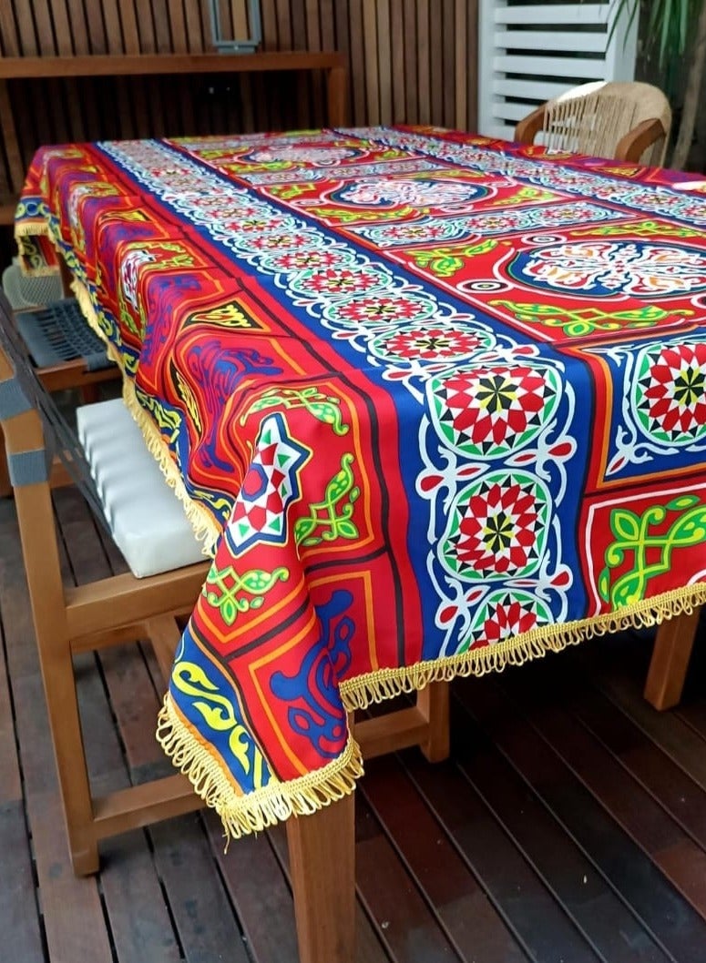 Ramadan Traditional Table Cloth Cover, 150cm*150cm, Washable and Reusable,