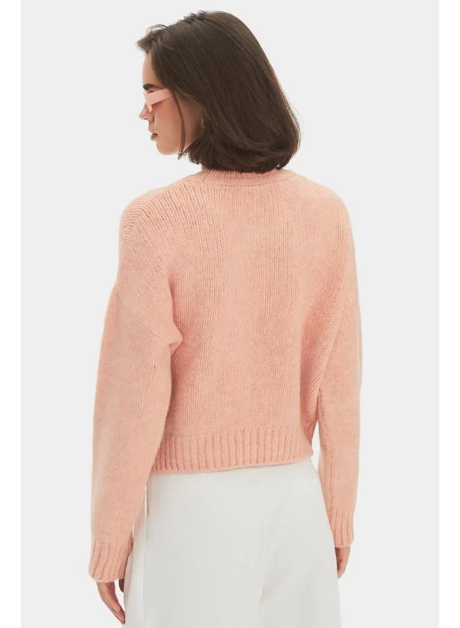 JUNE June Women Wide Fit Soft Texture Basic Knitwear Sweater Powder