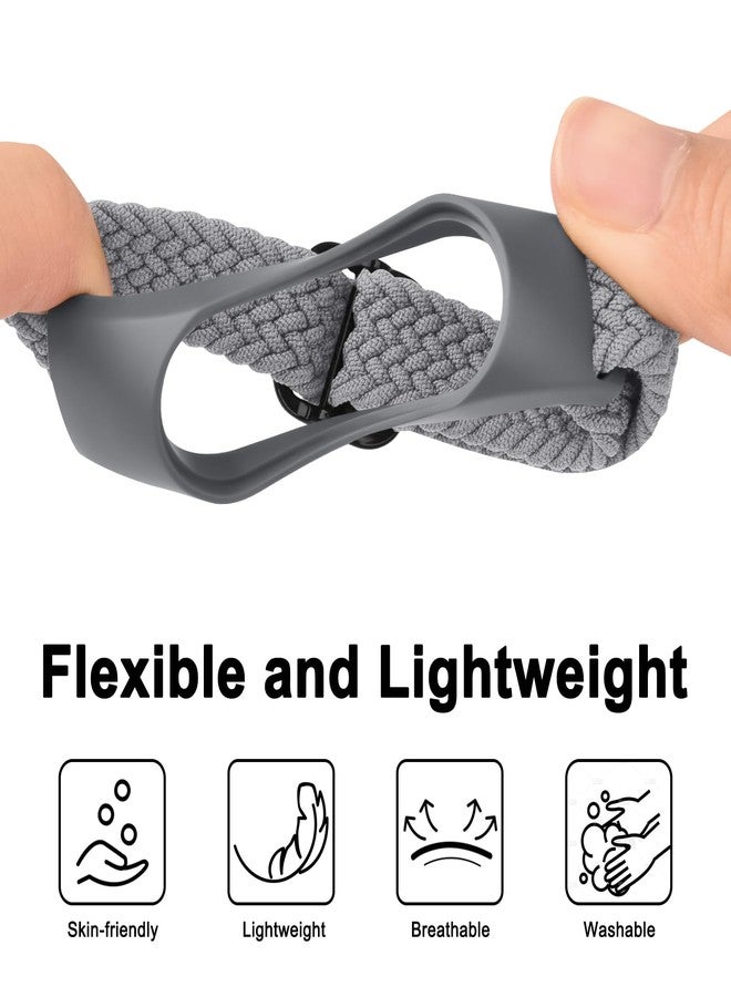 Meliya 2 Pack Nylon Bands for Xiaomi Mi Band 7/6/5/4/3 Bands, Soft Braided Nylon Solo Sport Replacement Straps for Xiaomi Mi Band 7/6/5/4/3 Fitness Tracker (Black+Gray) - Image 4