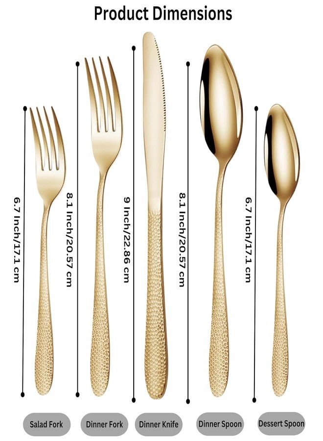 Dhyankeshwer 5-Piece Hammered Aurum Gold Flatware Set, Premium Stainless Steel Cutlery, Dishwasher Safe (Aurum Gold, Pack of 5) - Image 3