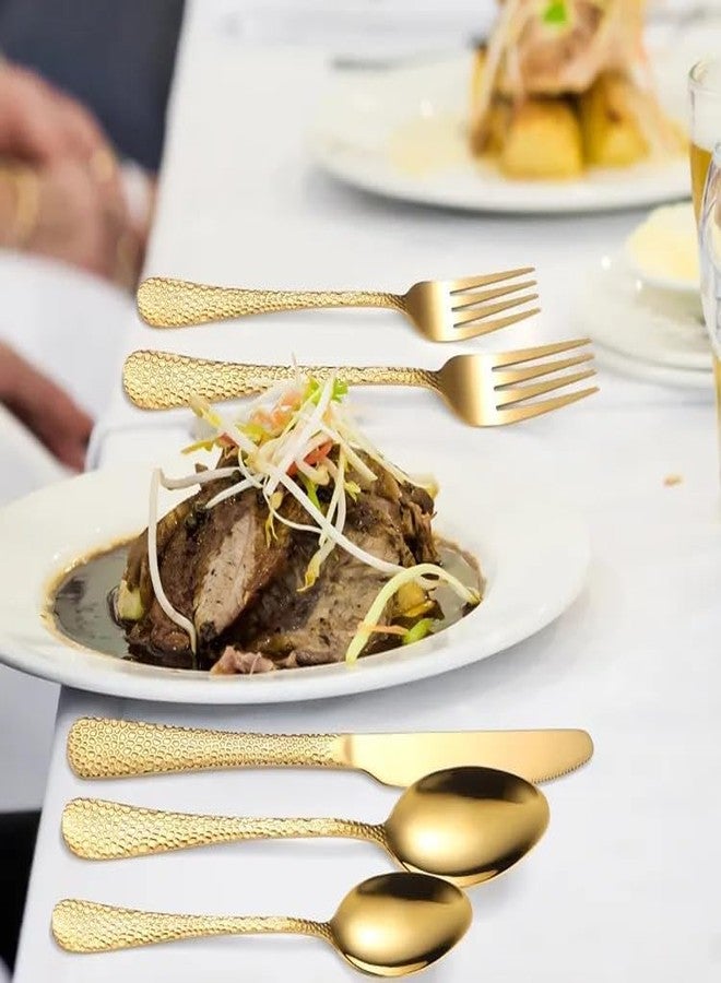 Dhyankeshwer 5-Piece Hammered Aurum Gold Flatware Set, Premium Stainless Steel Cutlery, Dishwasher Safe (Aurum Gold, Pack of 5) - Image 2