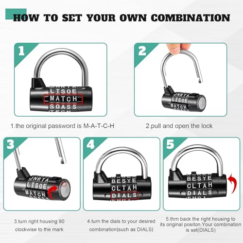 Shimeyao 8 Pcs 5 Combination Lock Metal 5 Digit Lock Heavy Duty Word Gym Locker Keyless Resettable Safety Padlock for Gym Locker Toolbox Hasp Cabinet, 4 Color(Letter) - Image 4