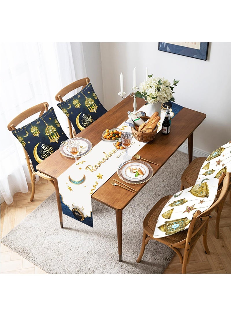 توبيتش زينة رمضان، مفرش طاولة رمضان، أغطية وسائد رمضان، زينة طاولة رمضان مع مفرش طاولة و 4 قطع أغطية وسائد زخرفية - Image 4
