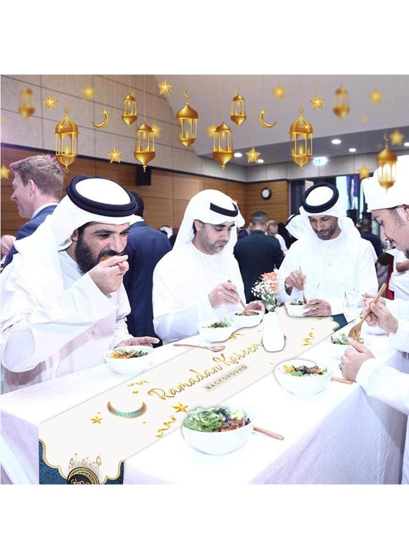 توبيتش زينة رمضان، مفرش طاولة رمضان، أغطية وسائد رمضان، زينة طاولة رمضان مع مفرش طاولة و 4 قطع أغطية وسائد زخرفية - Image 3