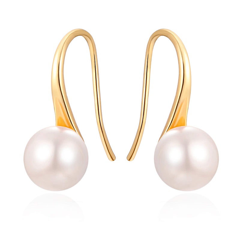 PEARLADA 18K Gold Plated 925 Sterling Silver Hoop Freshwater Cultured Pearl Drop Dangle Earrings for Women Fashion Handmade Jewelry for Bridesmaids Gifts - Image 1