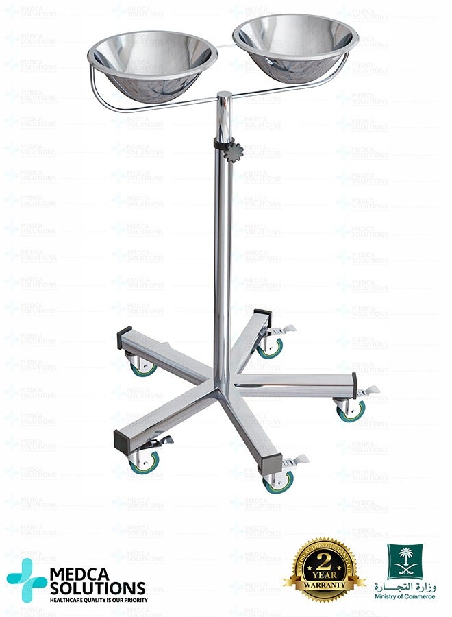 Medca Solutions Two-Tier Medical Stand – Stainless Steel – Multi-Purpose Medical Stand - Image 1