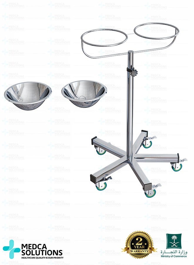 Medca Solutions Two-Tier Medical Stand – Stainless Steel – Multi-Purpose Medical Stand - Image 3