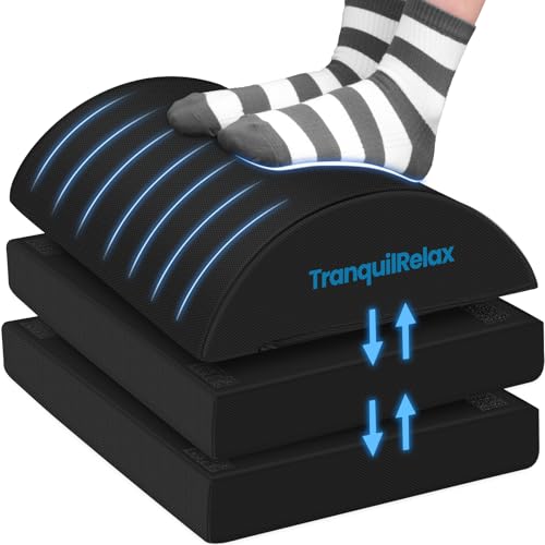 TranquilRelax Foot Rest for Under Desk at Work Gaming Accessories Foot Stool with 3 Adjustable Heights Washable Cover Comfortable Office Desk Accessories Footrest for Office Home and Car Black - Image 1