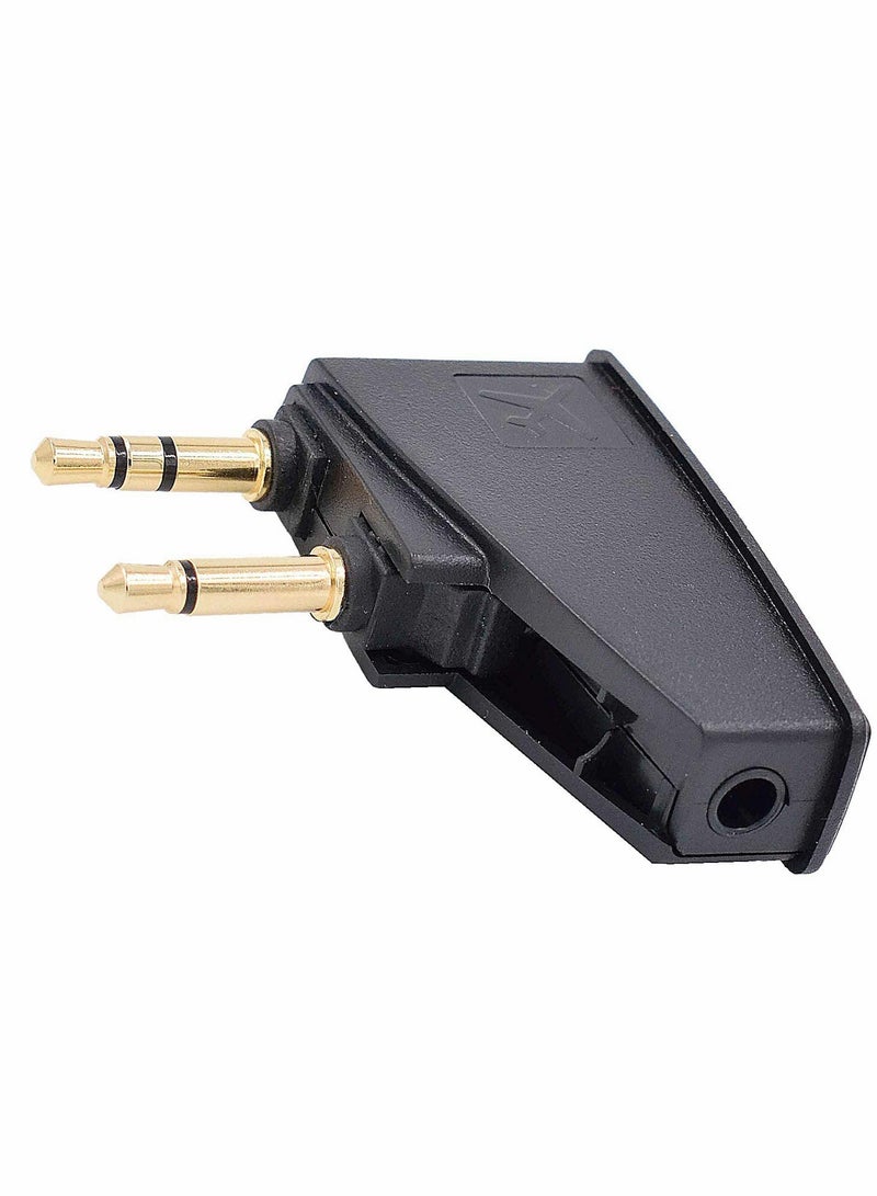 Excefore محول سماعة رأس للطائرة، محول سماعة رأس طيران بزاوية قابلة للتعديل مطلي بالذهب 3.5 مم ذكر إلى 3.5 مم أنثى ستيريو Aux Jack محول سماعة رأس لمزيد من سماعات الرأس - Image 1