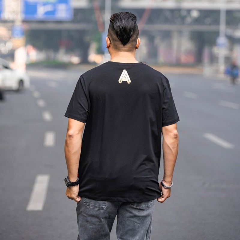 Trendy Brand Large Size Men''s 2020 Summer New Round Neck T-shirt Men''s Cotton Bronzing Printed Short-sleeved Loose Men''s T-shirt - Image 5